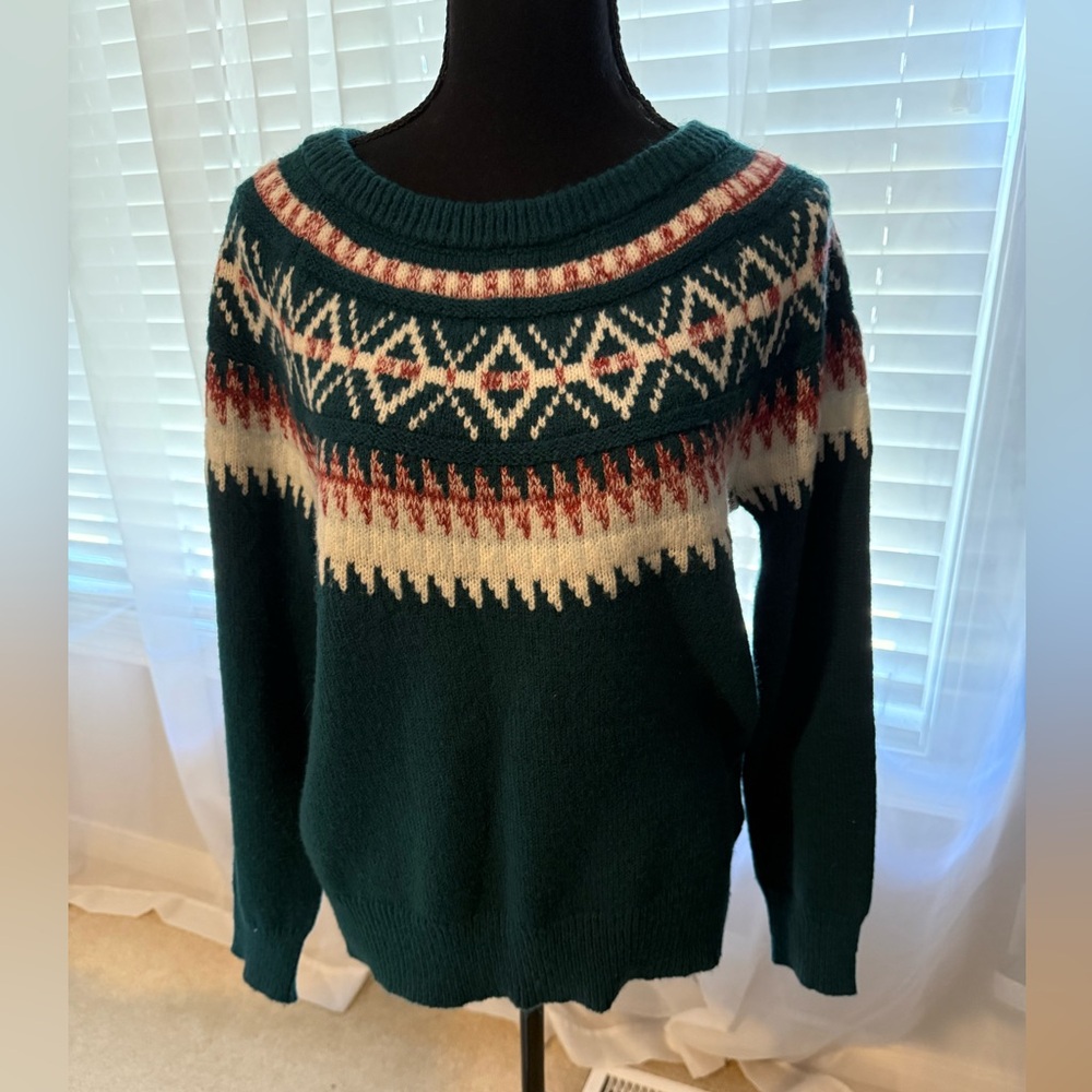 Maurices Teal and Pink Knit Sweater